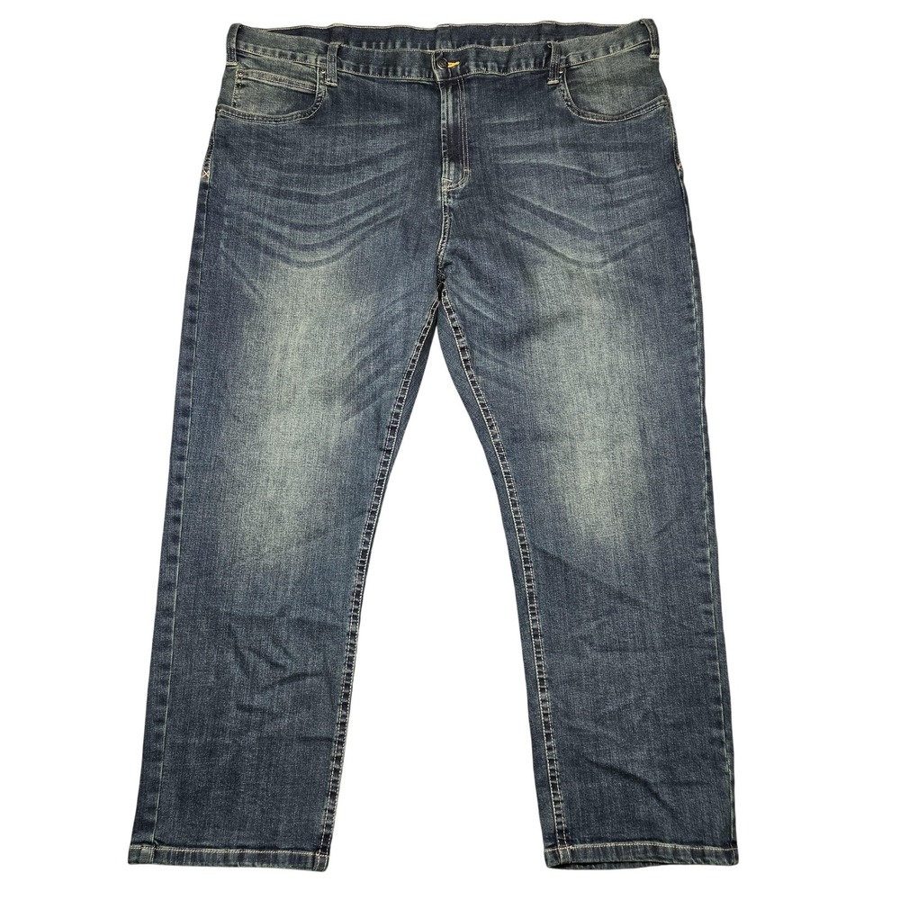 Berne Jeans Mens 45x30 Blue Straight Leg Big & Tall Stretch Denim Workwear Pants
